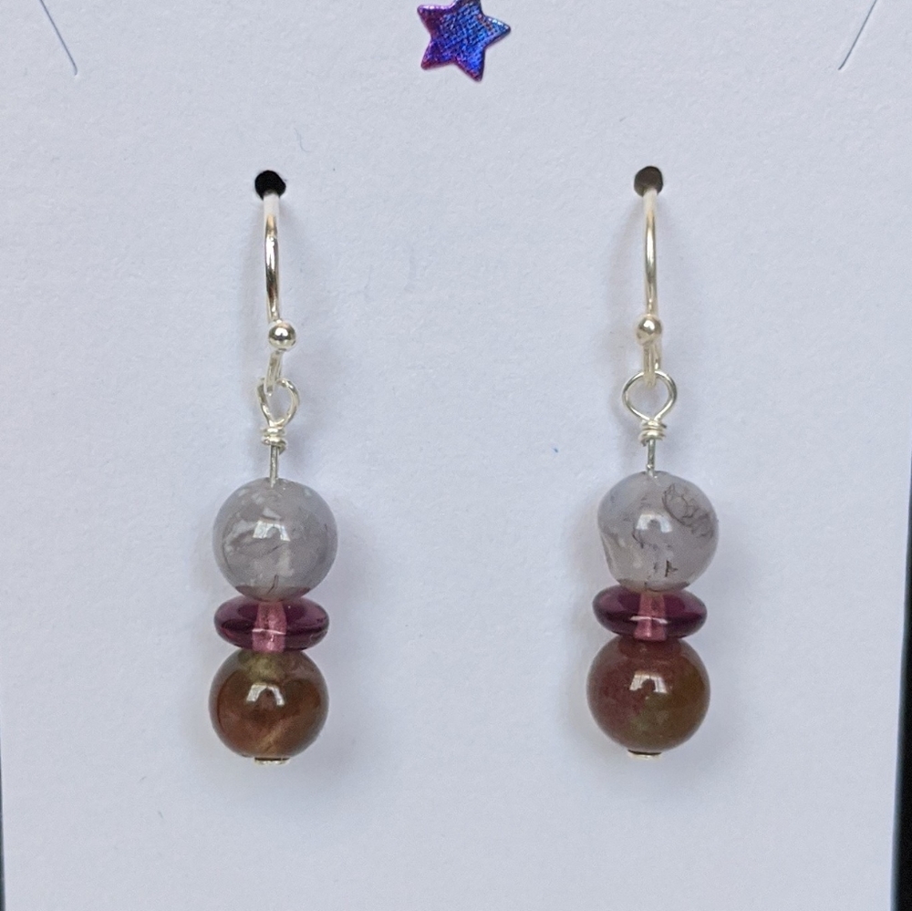 Sterling silver and fancy Jasper earrings